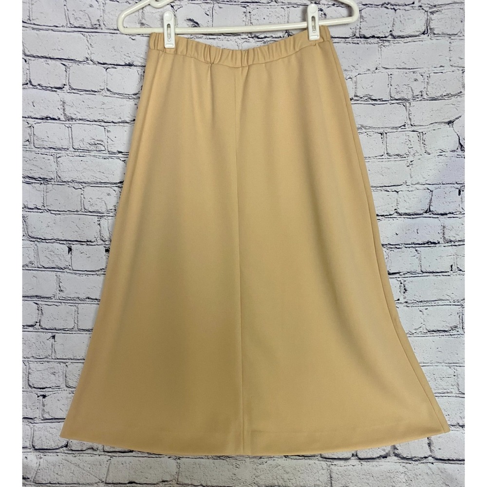 NWOT‎ Vtg 70's Devon Womens Midi Skirt 10 Beige A-Line Elastic Waist Retro Disco